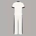 Summer Women's Fashion Zipper Bear Print Color Block Design Clothing Set New Style 8002_ecoleips.com