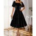 K Square Neck Short Sleeved Holiday Party With Gold Foil Sequins Elegant Dress And Dress_ecoleips.com