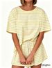 Women's Striped Two Piece Set European And American Style Spring/Summer Casual Home Wear Loose Fit Short Sleeve Shorts Set Fashionable_ecoleips.com