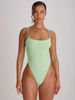 Solid Color High Leg Cheeky Swimsuit With Strappy Straight Neck For Women_ecoleips.com