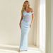 Women's Sexy Off-Shoulder Long Dress Solid Color Spliced See through Mesh European And American Style Spring Summer 2026_ecoleips.com