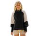 Popular Foreign Trade Cross-border European American Women's Clothing, Color-blocking Design, Lantern Sleeves, Half-high_ecoleips.com