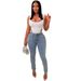 Women's Clothing High End Quality High Elastic Casual Ripped Washed Water Embellished Pearl Slim Fit Small Foot Jeans_ecoleips.com
