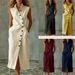 Women's Minimalist Sleeveless Dress Lapel Asymmetrical Button Down Breathable Loose Fit_ecoleips.com