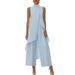 European And American Fashion Slimming High Neck Sleeveless Faux Two Piece Jumpsuit Elegant Irregular Design New Arrival for Women_ecoleips.com