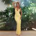 Summer European American Style Women's Sleeveless Backless V Neck Halter Neck Tie Elegant Ruffle Long Dress_ecoleips.com