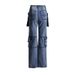 Women's Clothing stretch straight jeans early spring new design big pocket stitching slim denim trousers women_ecoleips.com