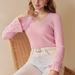 Elegant Slim-Fit Knit Top – Embellished Bell Sleeve Pullover With Beaded Detailing (Ivory, Blush Pink, One Size)_ecoleips.com