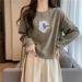 Embroidered Short Round-neck Sweatshirt For Women, Early Spring Thin Vintage Stylish Ins Trendy Pullover Top_ecoleips.com