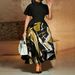 Women's Clothing Women's Plus Size Dress Elegant Lapel Ruffle Sleeve Full Skirt Style Summer Fashionable For Formal & Casual For Women_ecoleips.com