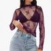 wish2026 European And American Foreign Trade Women's Mesh Transparent Lace Layered Top With Stand-up Collar_ecoleips.com