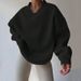 Women's Clothing Casual Solid Color Long Sleeve Oversized Pullover Sweatshirt Long Sleeve Crewneck Cotton Blend Loose Fit Streetwear T-Shirt Top_ecoleips.com