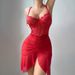 New Black Lingerie Set Sexy See through Lace Nightgown Long Skirt with Slit Bodycon Sleep & Lounge Women's Clothing_ecoleips.com