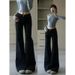 Black Micro-flare Jeans For Women, 2025 Spring And Autumn New Style, High-waisted, Slimming, Stretchy, Plus-size,_ecoleips.com