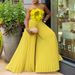Women's Clothing Summer Halter Neck Three Dimensional Flower Solid Color Wide Leg Large Size Fo Jumpsuit_ecoleips.com