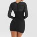 Sheer Mesh Long Sleeve Bodycon Dress Women Tight Pleated Hot Girl Club Dress_ecoleips.com