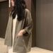 2295 Loose Ice Silk Top Spring/Summer 2025 New Large Size Color Blocked Simple Cotton T-Shirt For Women_ecoleips.com