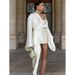 French-Style Niche V-Neck Satin Long-Sleeved Dress With Ties, Exuding Sophistication And Elegance For Women_ecoleips.com