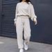 Women’s Hooded Knit Sweater & Pants Set – Solid Color Loungewear (S-XXL) – Cozy Polyester-Spandex Outfit_ecoleips.com