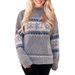 Women's Clothing Cozy Christmas Knit Sweater – Half-Turtleneck Snowflake Pullover For Women (S-XL)_ecoleips.com
