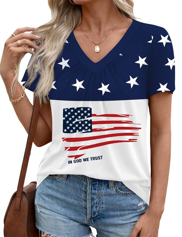 LOMON Womens Summer Tops Short Sleeve V Neck Pleated T-Shirts Loose Fit Dressy Casual Blouses S-XXL_ecoleips.com