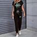 Women's Color Block Trim Casual Suit Simple Loose Fit Short Sleeve Set Style For Spring Summer Autumn_ecoleips.com