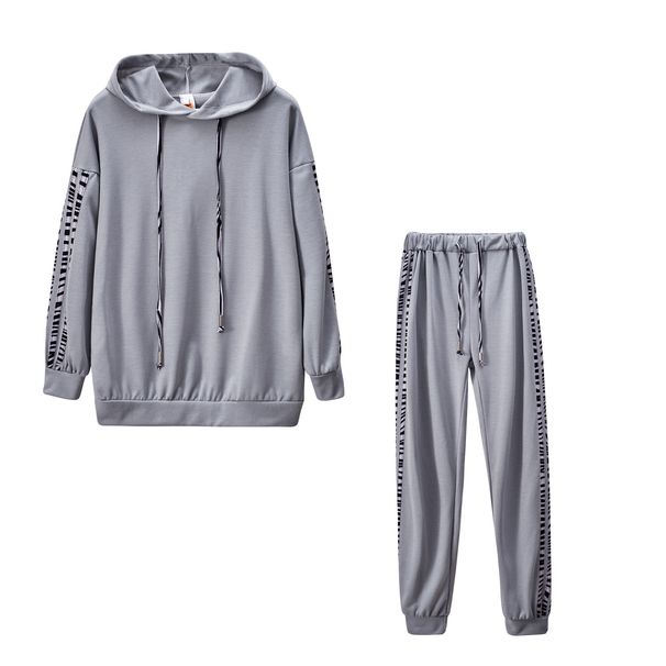 2026 Spring European And American Foreign Trade Hot Sale Fashion Casual Solid Color Striped Two-Piece Tracksuit_ecoleips.com