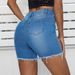 European And American Cross-border Summer New Vintage Stretch Ripped Raw Edge Denim Cycling Pants_ecoleips.com
