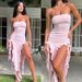 2025 Spring Fashion Trend Women's New Off-Shoulder Tube Top Bodycon Slim Irregular Dress_ecoleips.com