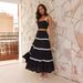 Women's simple sexy corrugated tube top oversized skirt suit_ecoleips.com