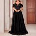 Women's Clothing Solid Color V Neck Sling Mesh Wedding Elegant Slim Big Swing Wedding Ladies Wedding Dress Evening Dress_ecoleips.com