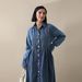 Voya Women's Oversized Dress - Cotton Denim Maxi Dress With Puff Sleeves & Button Front - Vintage French Chic, Casual Resort Wear For Spring Summer_ecoleips.com