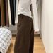 Brown Curved Hem Jeans For Women, Early Autumn Style, Plus Size, High-waisted, Loose Fit, Hip-covering, Slimming,_ecoleips.com
