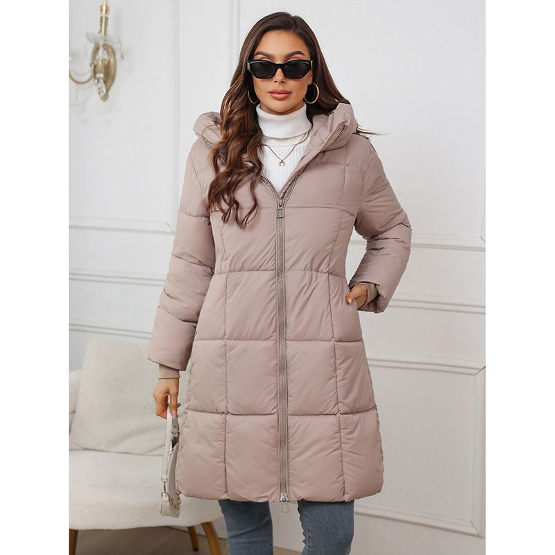 Women's Oversized Hooded Parka Coat – Thicken Winter Jacket With Pockets, Long Sleeve, Zip Front, Casual Outerwear (Black/Red/Khaki/Brown/Cream)_ecoleips.com