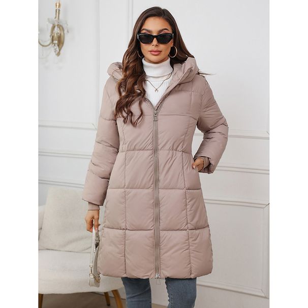 Women's Oversized Hooded Parka Coat – Thicken Winter Jacket With Pockets, Long Sleeve, Zip Front, Casual Outerwear (Black/Red/Khaki/Brown/Cream)_ecoleips.com