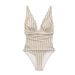 Women's One-Piece Swimsuit With Striped Design - Soft Polyester Fabric, Comfortable Fit, Beach & Pool Swimwear For Summer_ecoleips.com