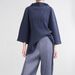 Miyake Loose-fitting Half-high Collar Three-quarter Sleeve Pullover Sweatshirt 2026 Spring/autumn New Pleated Solid_ecoleips.com