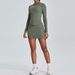 Women's Slim Fit Long Sleeved Yoga Outfit Set High Waisted Sports Skirt A Line Bodycon Skirt Fitness Shorts_ecoleips.com