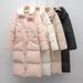 New White Duck Down Long Down Jacket For Women's Winter New Simple Fur Collar Thickened Loose Knee Coat Tide_ecoleips.com