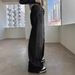 American-style Black Gray Straight-leg Jeans Women, Loose-fitting, Wide-leg, High-waisted, Drapey Long Pants For Fall_ecoleips.com