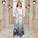 Women’s Clothing Muslim Women's Robe Printed Beaded Hot Diamond Round Neck Dress_ecoleips.com