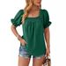 Cross-border European American Women's Fashion 2025 Spring-summer New Chiffon Pom-pom Short-sleeve Top With_ecoleips.com