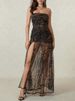 K Dress With Strapless Print, Horse Pattern, Sexy, Exposed Legs, Backless, See Through Slit_ecoleips.com