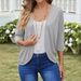 Women's Lightweight Knit Cardigan Cropped 7/8 Sleeve Open Front Cover-Up Versatile Layering Piece for Autumn And Winter_ecoleips.com