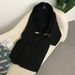 Women's Oversized Long Knit Cardigan – Soft & Cozy Over-Knee Sweater Coat (Fox Fur Trim, One Size Fits All)_ecoleips.com