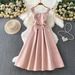 Elegant Long Dress For Evening Parties Square Neckline Fitted Waist Full Skirt_ecoleips.com