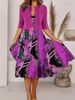 2024 Europe And The United States Autumn New Women's Long Dress Two-piece Set Of Floral Print Round Neck Dress Coat Women_ecoleips.com