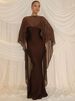 Mozision Cape Sleeves Sexy Maxi Dress Set Women Elegant Summer Loose Cape And Spaghetti Strap Dress Matching Party Dress Set_ecoleips.com