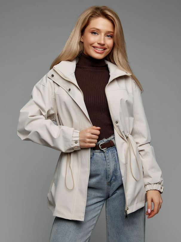 European And American Casual Outdoor Drawstring Waist Collection Jacket, Sports Mountaineering Suit, Windbreaker Jacket, Women's Clothing_ecoleips.com
