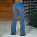 Women's Clothing Denim Flared Pants European American Style Crossover Elastic Waist Hip Lifting Design Women's Clothing_ecoleips.com